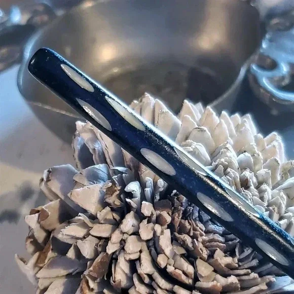 Hand Carved India Black Tribal Minimalist Yak Bone Hair Stick - Picture 9 of 11